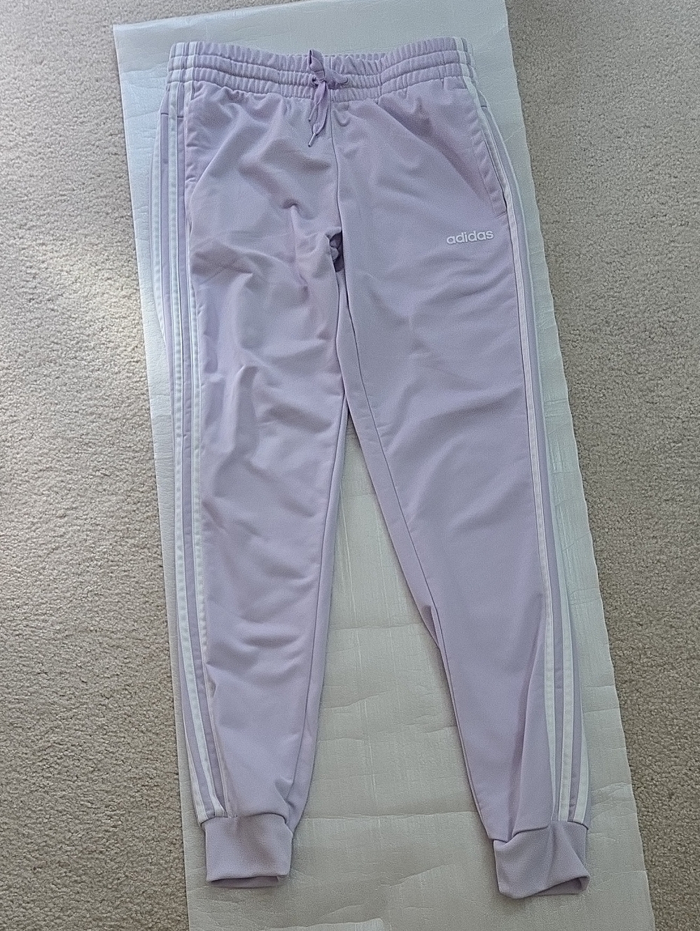 adidas Lavender Track Joggers with White Stripes